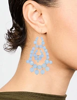 Rose Gold Blue Beaded Drop Earrings