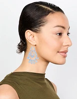 Rose Gold Blue Beaded Drop Earrings