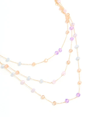 Rose Gold Beaded Dainty Layered Necklace