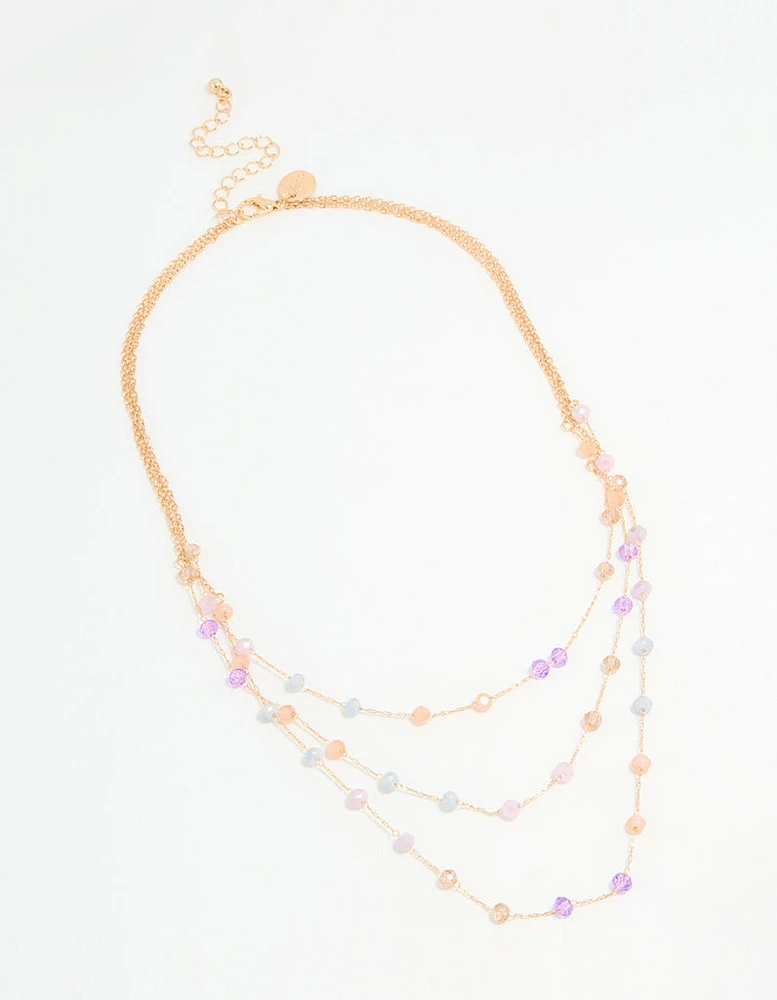 Rose Gold Beaded Dainty Layered Necklace