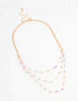 Rose Gold Beaded Dainty Layered Necklace