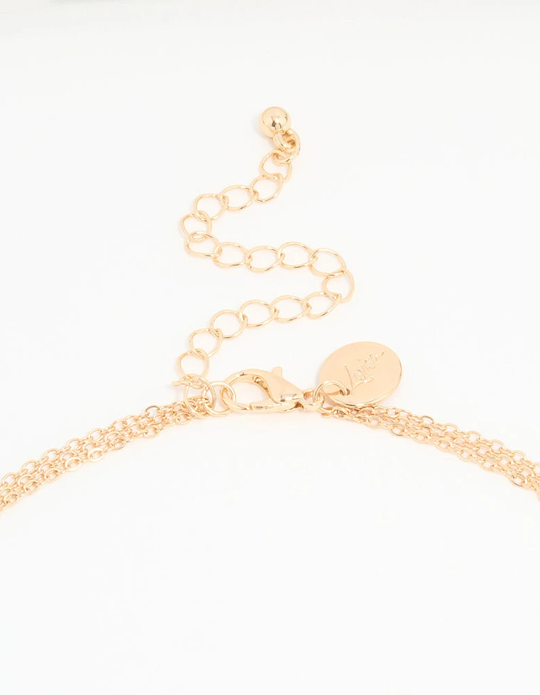 Rose Gold Beaded Dainty Layered Necklace
