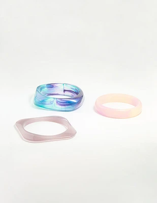 Purple Blue & Pink Acrylic Mermaid Bangles 3-Pack