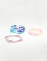 Purple Blue & Pink Acrylic Mermaid Bangles 3-Pack