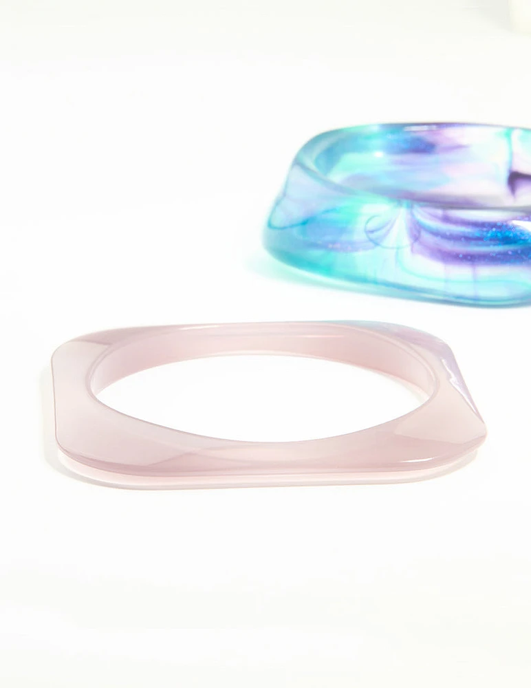 Purple Blue & Pink Acrylic Mermaid Bangles 3-Pack