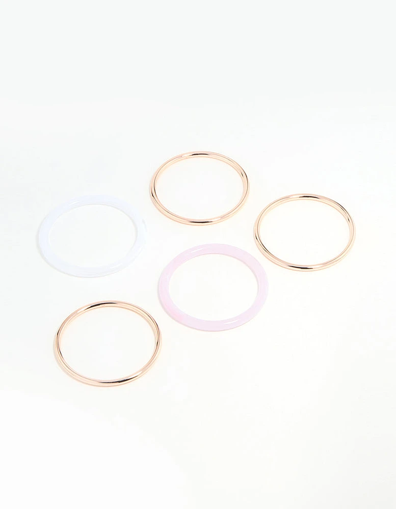 Rose Gold Pink & Cream Tortoiseshell Bangles 5-Pack