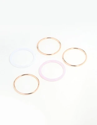 Rose Gold Pink & Cream Tortoiseshell Bangles 5-Pack