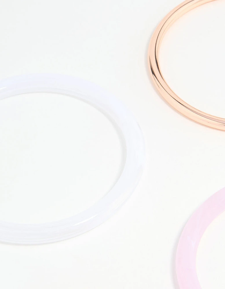 Rose Gold Pink & Cream Tortoiseshell Bangles 5-Pack