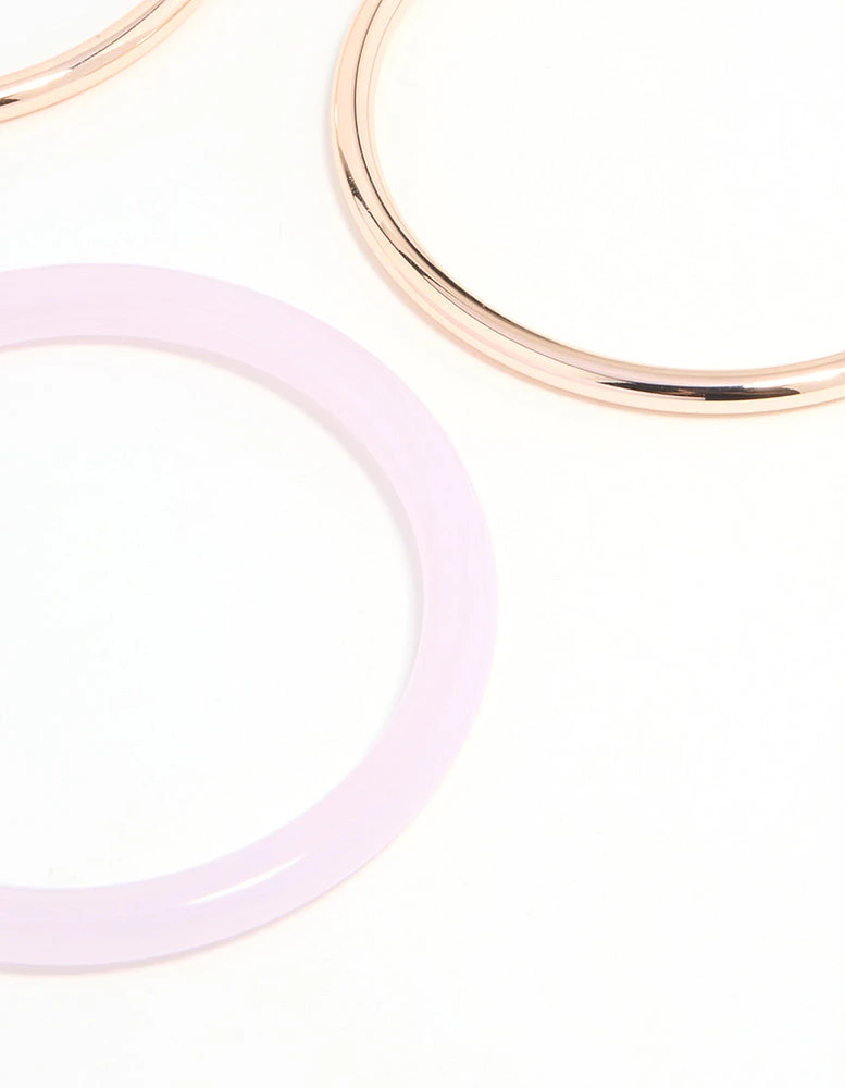 Rose Gold Pink & Cream Tortoiseshell Bangles 5-Pack