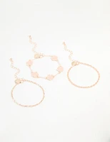 Rose Gold Flower & Chain Bracelets 3-Pack