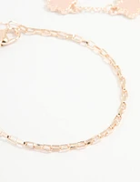 Rose Gold Flower & Chain Bracelets 3-Pack
