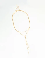Gold Plated Chain Layered Y- Necklace