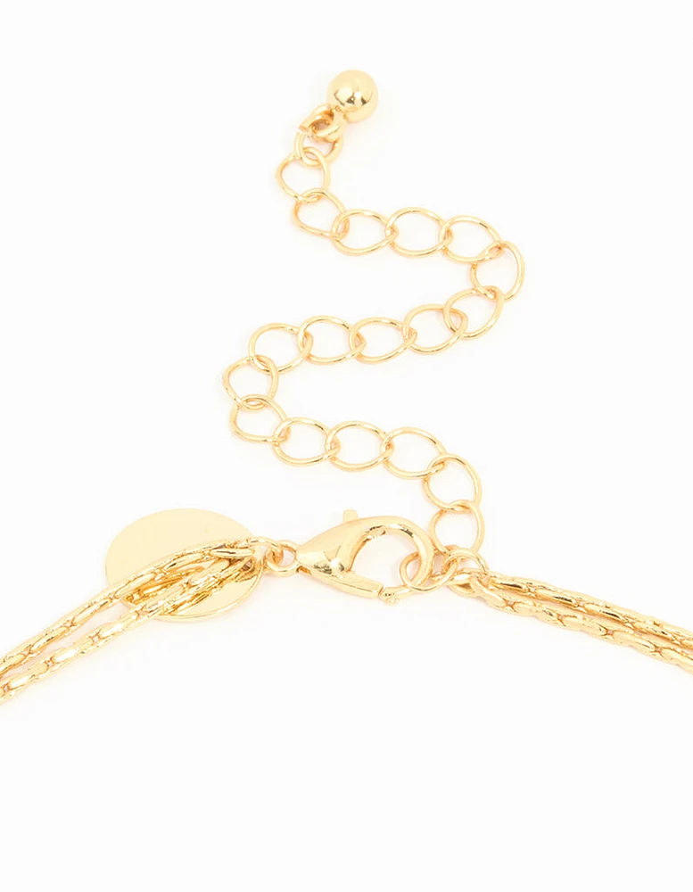 Gold Plated Chain Layered Y- Necklace