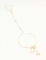 Gold Plated Cubic Zirconia Hand Chain Bracelet