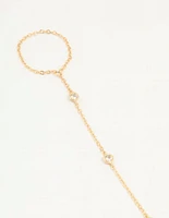 Gold Plated Cubic Zirconia Hand Chain Bracelet