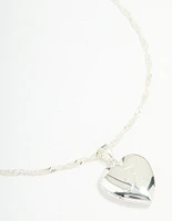 Silver Plated Letter K Heart Locket Necklace
