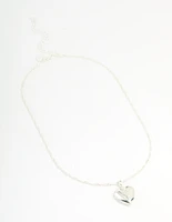 Silver Plated Letter K Heart Locket Necklace
