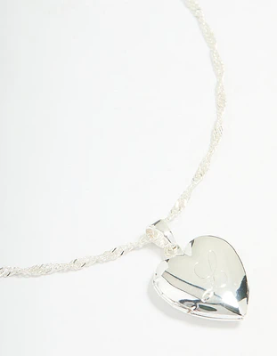 Silver Plated Letter L Heart Locket