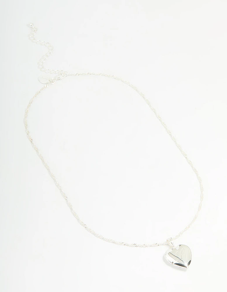 Silver Plated Letter L Heart Locket