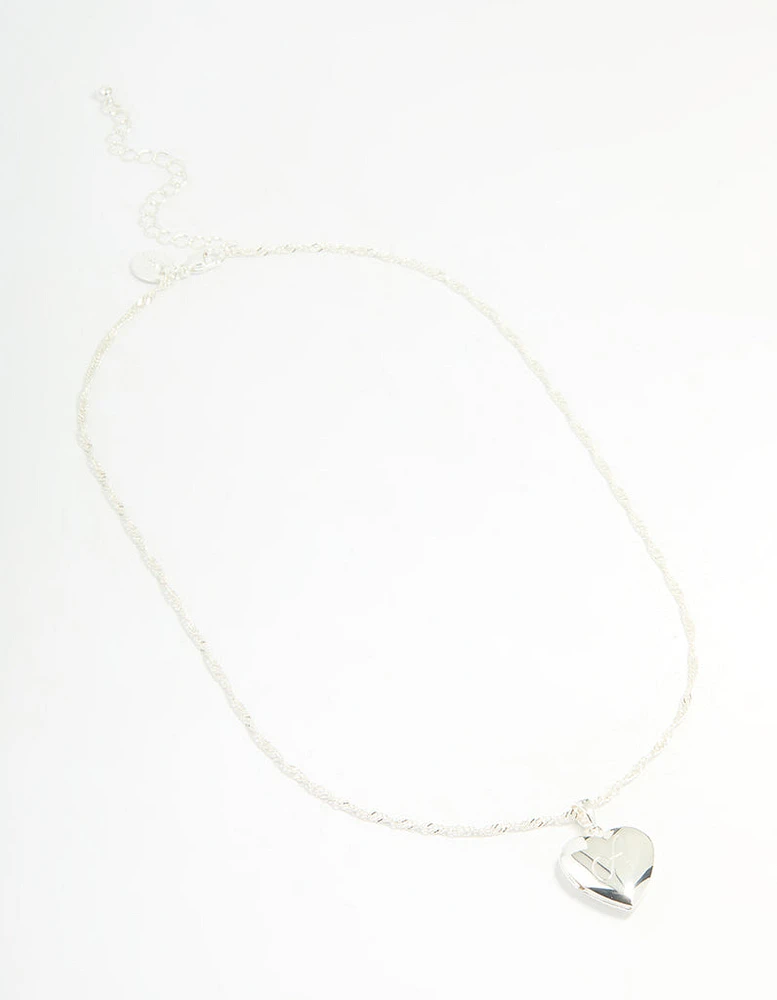 Silver Plated Letter A Heart Locket Necklace