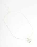 Silver Plated Letter A Heart Locket Necklace