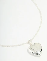 Silver Plated Letter M Heart Locket Necklace