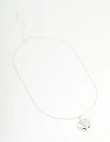 Silver Plated Letter M Heart Locket Necklace