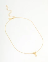 Gold Plated Bubble Letter T Necklace