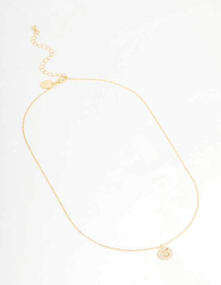 Gold Plated Cubic Zirconia Taurus Circle Necklace
