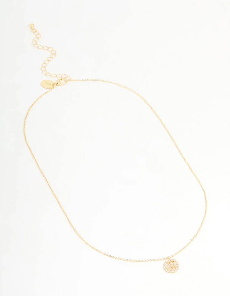 Gold Plated Cubic Zirconia Gemini Circle Necklace