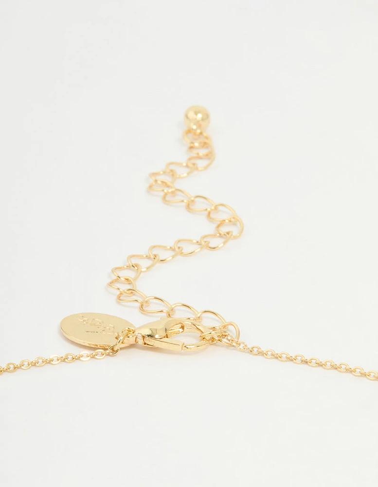 Gold Plated Cubic Zirconia Gemini Circle Necklace