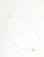 Gold Plated Cubic Zirconia Leo Circle Necklace