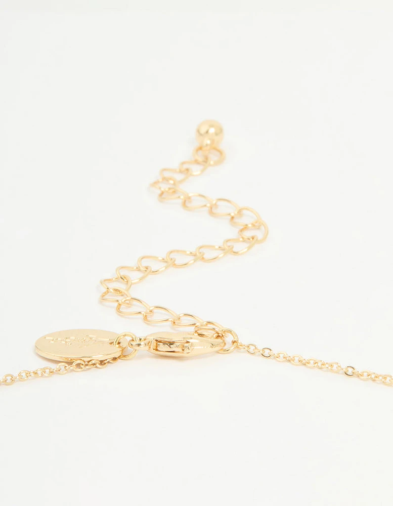 Gold Plated Cubic Zirconia Libra Circle Necklace