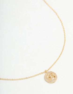 Gold Plated Cubic Zirconia Cancer Circle Necklace