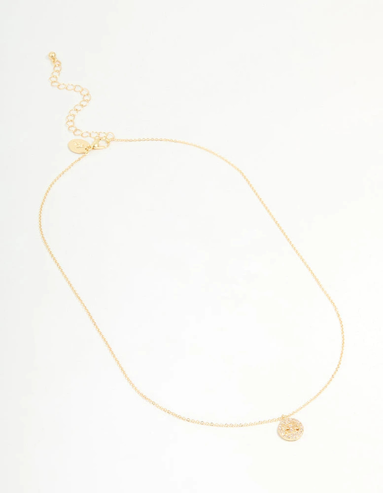 Gold Plated Cubic Zirconia Cancer Circle Necklace