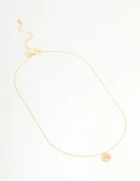 Gold Plated Cubic Zirconia Cancer Circle Necklace
