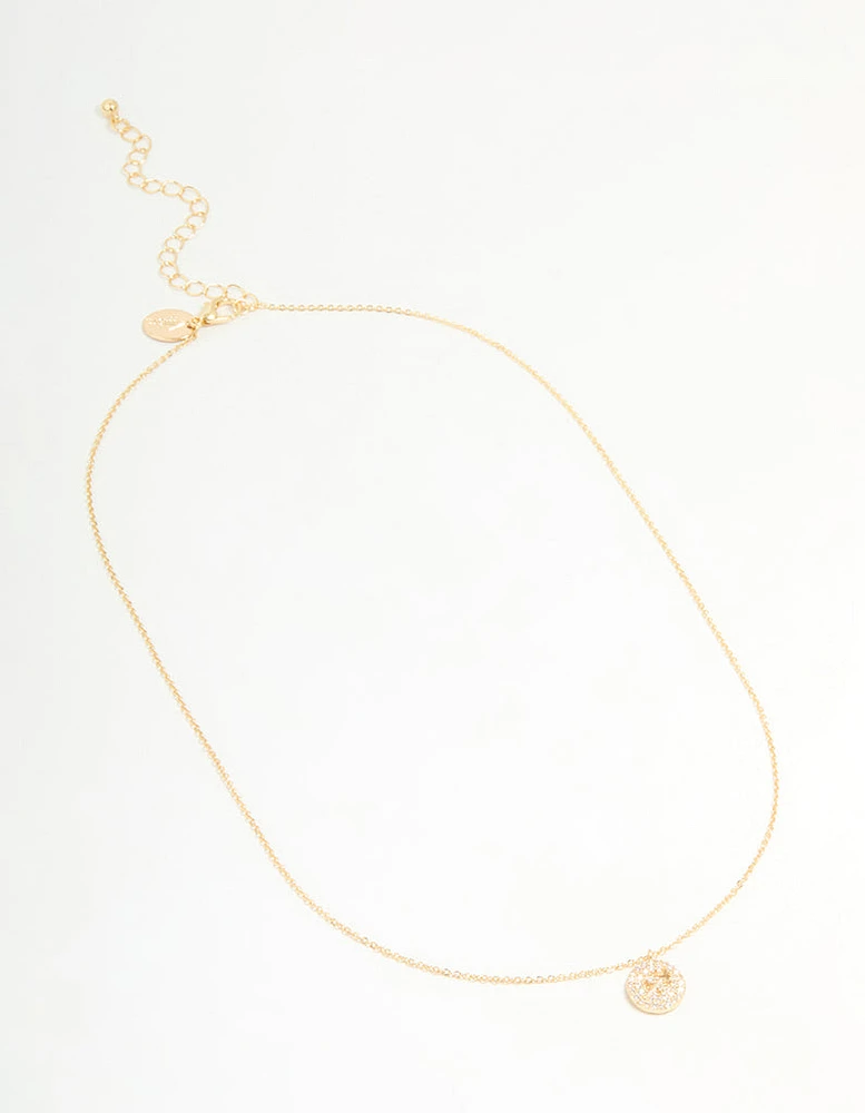 Gold Plated Cubic Zirconia Sagittarius Circle Necklace