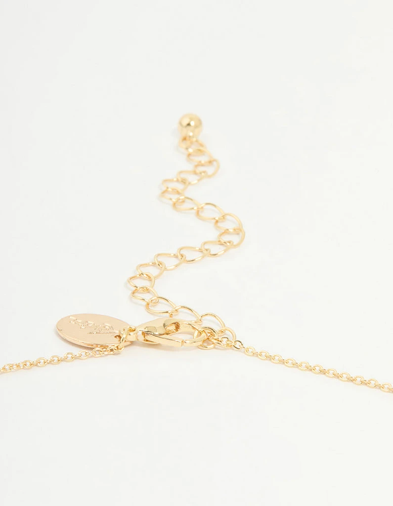 Gold Plated Cubic Zirconia Sagittarius Circle Necklace