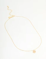 Gold Plated Cubic Zirconia Virgo Circle Necklace