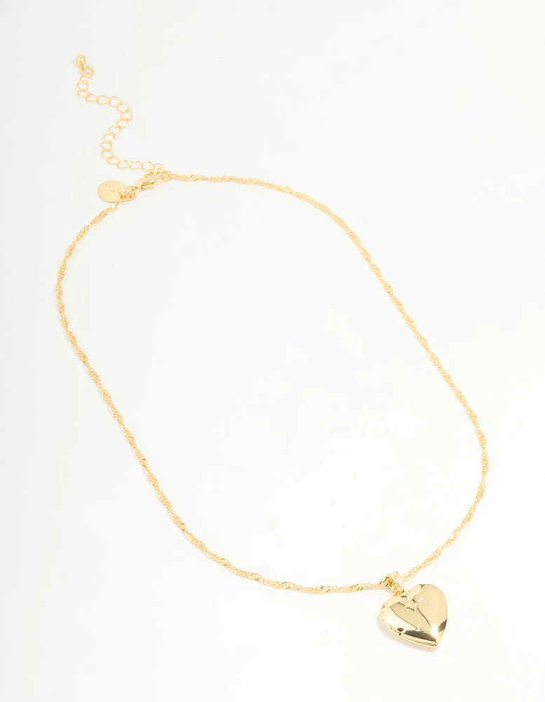 Gold Plated Heart Locket Necklace