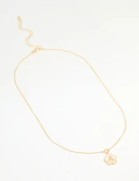 Gold Plated Genuine Shell Letter A Flower Petal Necklace