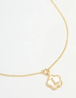 Gold Plated Genuine Shell Letter L Flower Petal Necklace