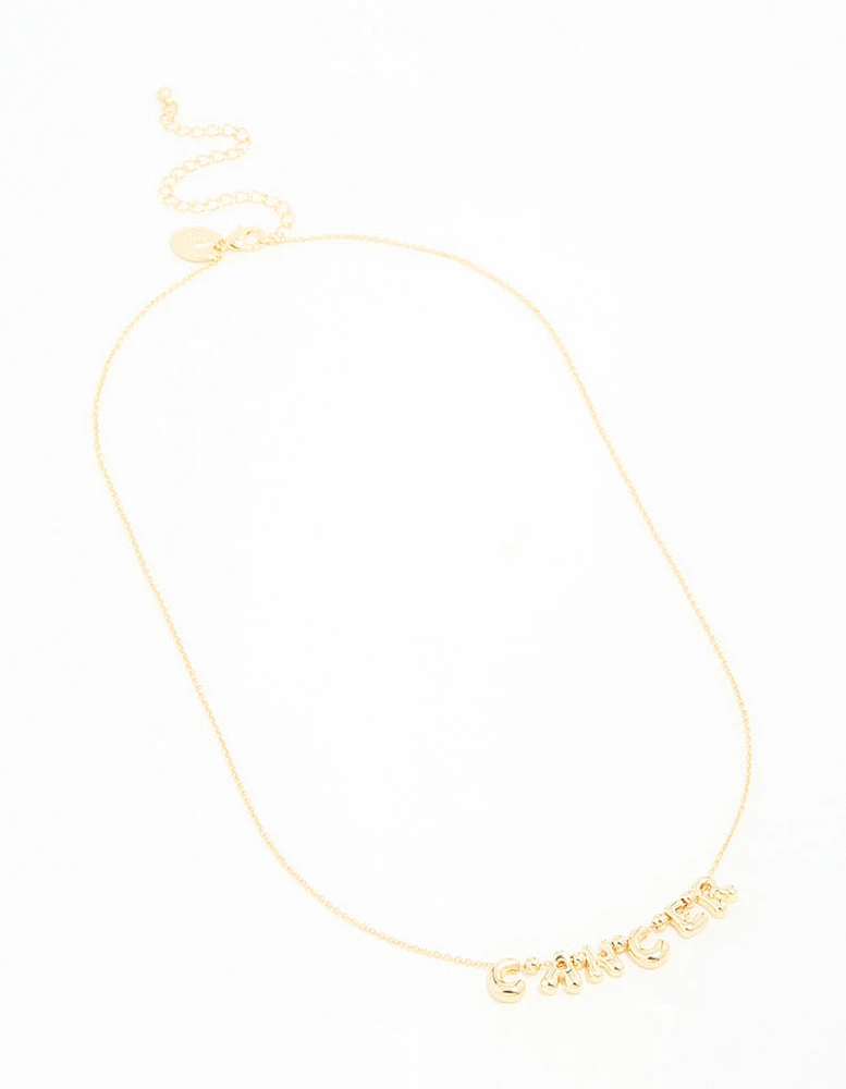 Gold Plated Bubble Cancer Pendant Necklace