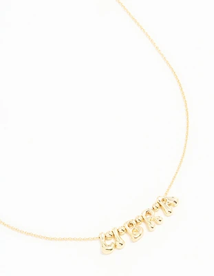 Gold Plated Bubble Libra Pendant Necklace