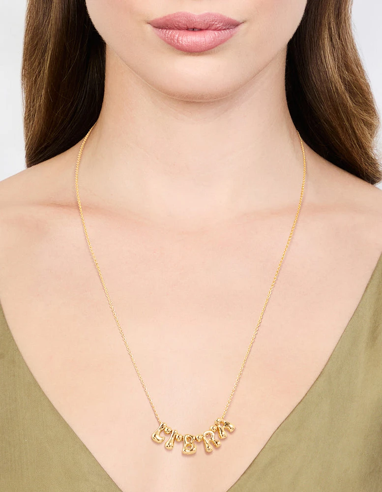 Gold Plated Bubble Libra Pendant Necklace