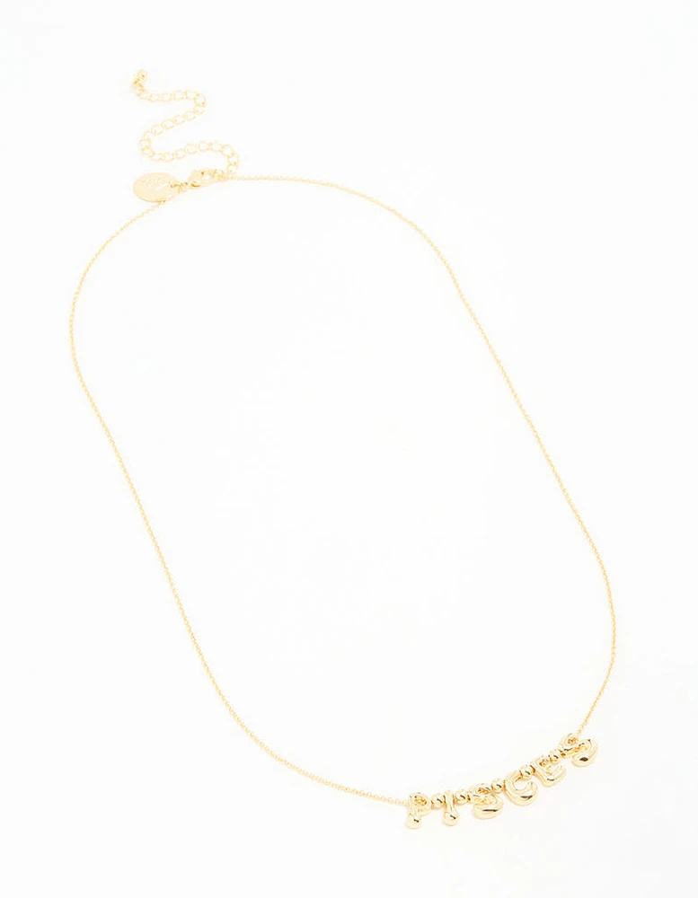 Gold Plated Bubble Pisces Pendant Necklace