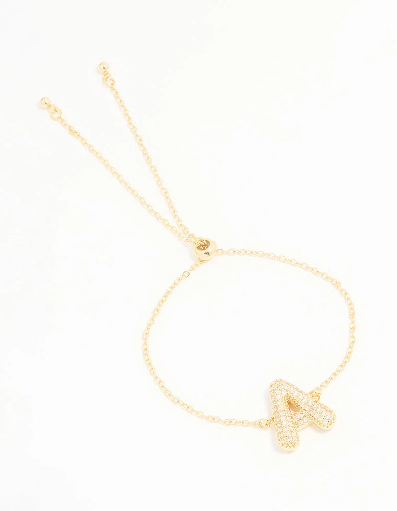 Gold Plated Cubic Zirconia Bubble A Pavé Toggle Bracelet