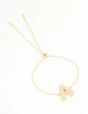 Gold Plated Cubic Zirconia Bubble A Pavé Toggle Bracelet