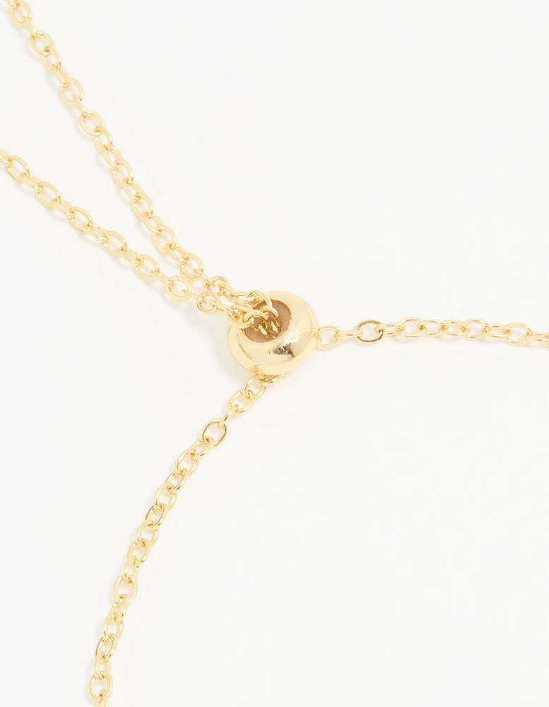 Gold Plated Cubic Zirconia Bubble A Pavé Toggle Bracelet