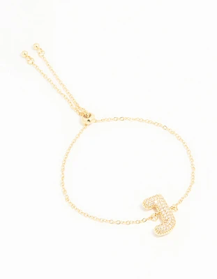 Gold Plated Cubic Zirconia Bubble J Pavé Toggle Bracelet